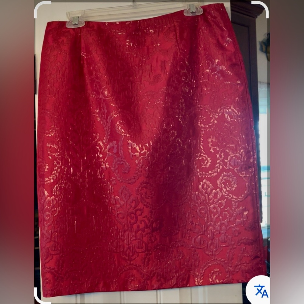 Sunny Leigh vintage near perfect pencilskirt Red jacquard raised pattern size 10